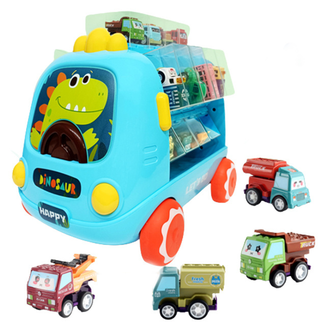 Roller bus mini car alloy car cartoon engineering car rebound model crash resistant children's puzzle toys