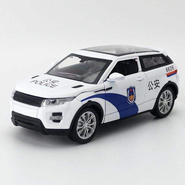 simulation Land Rover Aurora SUV pull back police car model children's diecast car toys four doors with lights singing