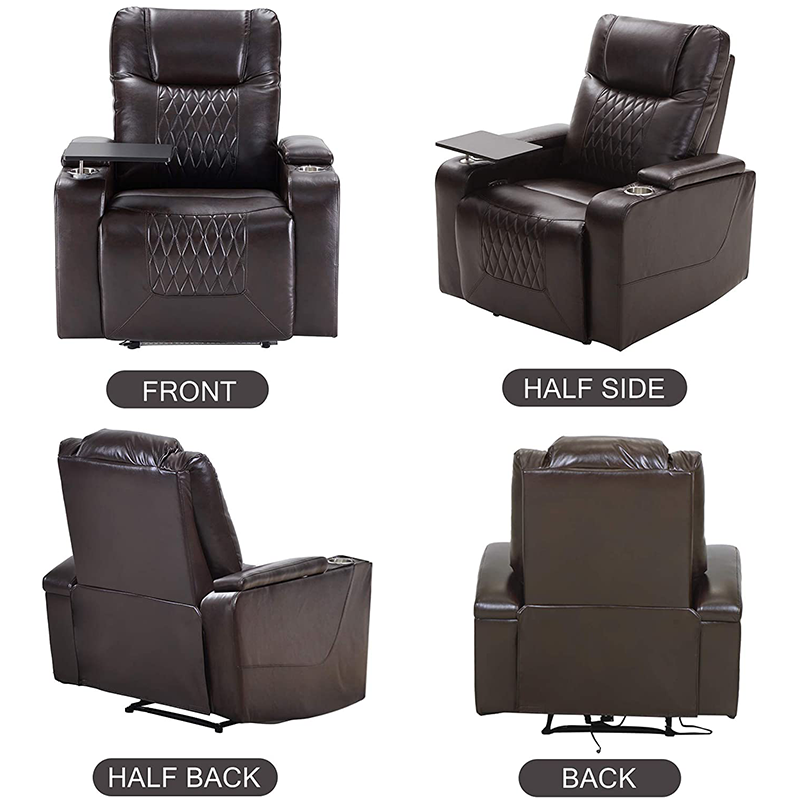 CY Leather Cinema Recliner Sofa Chair, High End Electric Home Theater Sofa, Electric Recliner for Cinema with Laptop Table