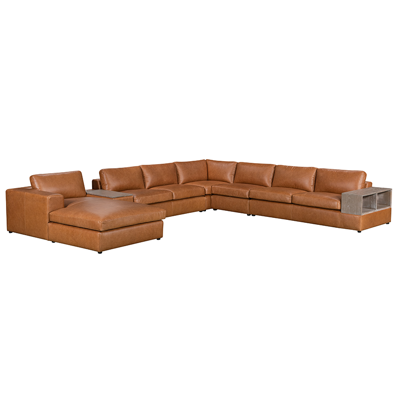 CY 2023 cheap living room furniture sofas sectionals L shape leather sofa set with customize material function table