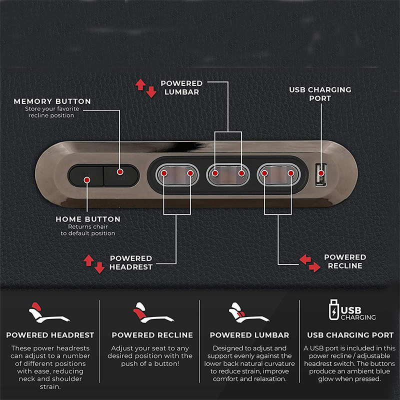 Powered Heated Massage Recliner Theater Chair, Headrest Home Theater Leather Recline Sofa Chair, Cinema Seats Recliner