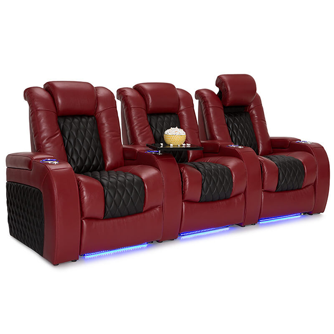 CY  Top grain leather power reclining movie theater sofa vip seating room furniture electric recliner theater chair cinema