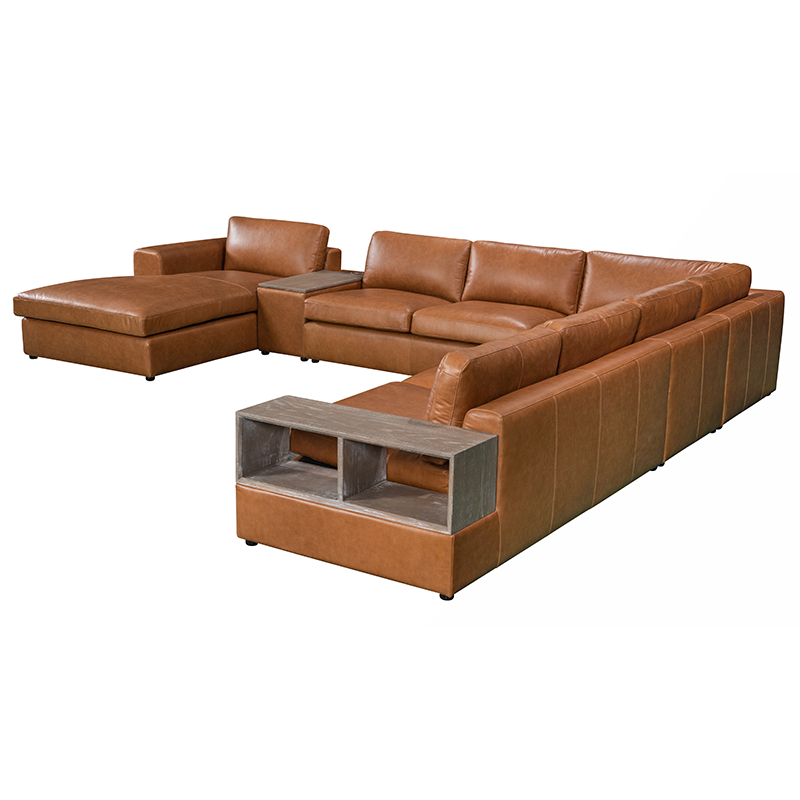 CY 2023 cheap living room furniture sofas sectionals L shape leather sofa set with customize material function table