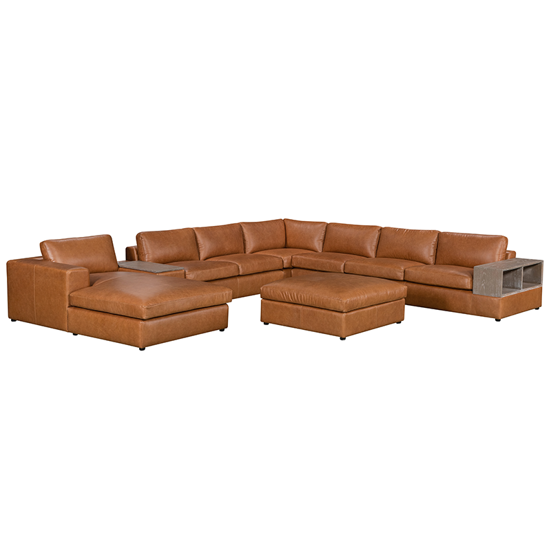 CY 2023 cheap living room furniture sofas sectionals L shape leather sofa set with customize material function table