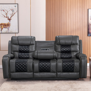 CY Electric Leather Living Room Home Theater Recliner Sofa set, Power Reclining Leather Sofas