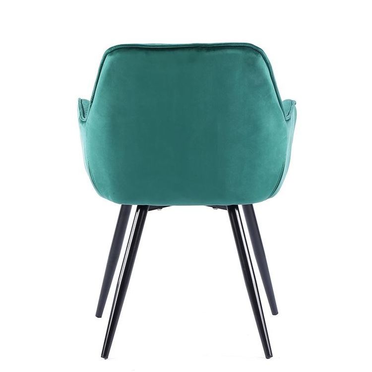 Factory Supply Luxury Tufted Back Armchair Modern Green Velvet Dining Chairs With Metal Legs