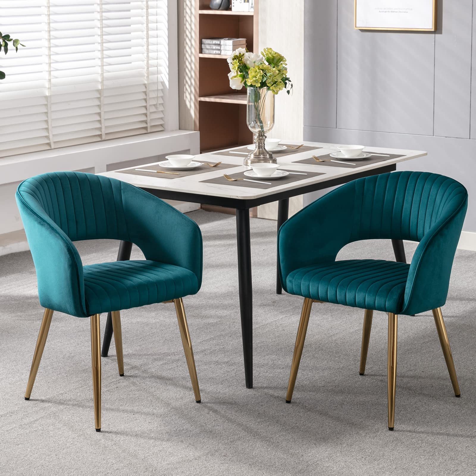 Guaranteed Quality Unique Modern Green Velvet Dining Chair for Dining Room