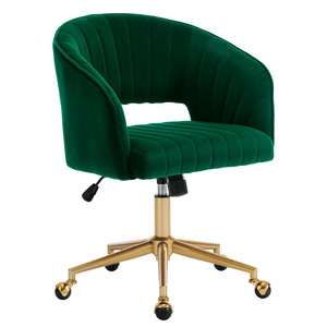 Home Office Chair Swivel Velvet Desk Chair Accent Armchair Upholstered Modern Tufted Chairs with Gold Base