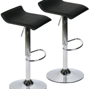 360 Degree Swivel Adjustable Bar Stool, Modern Faux Leather Pub Chair, Counter Low Profile Barstools, Set of 2