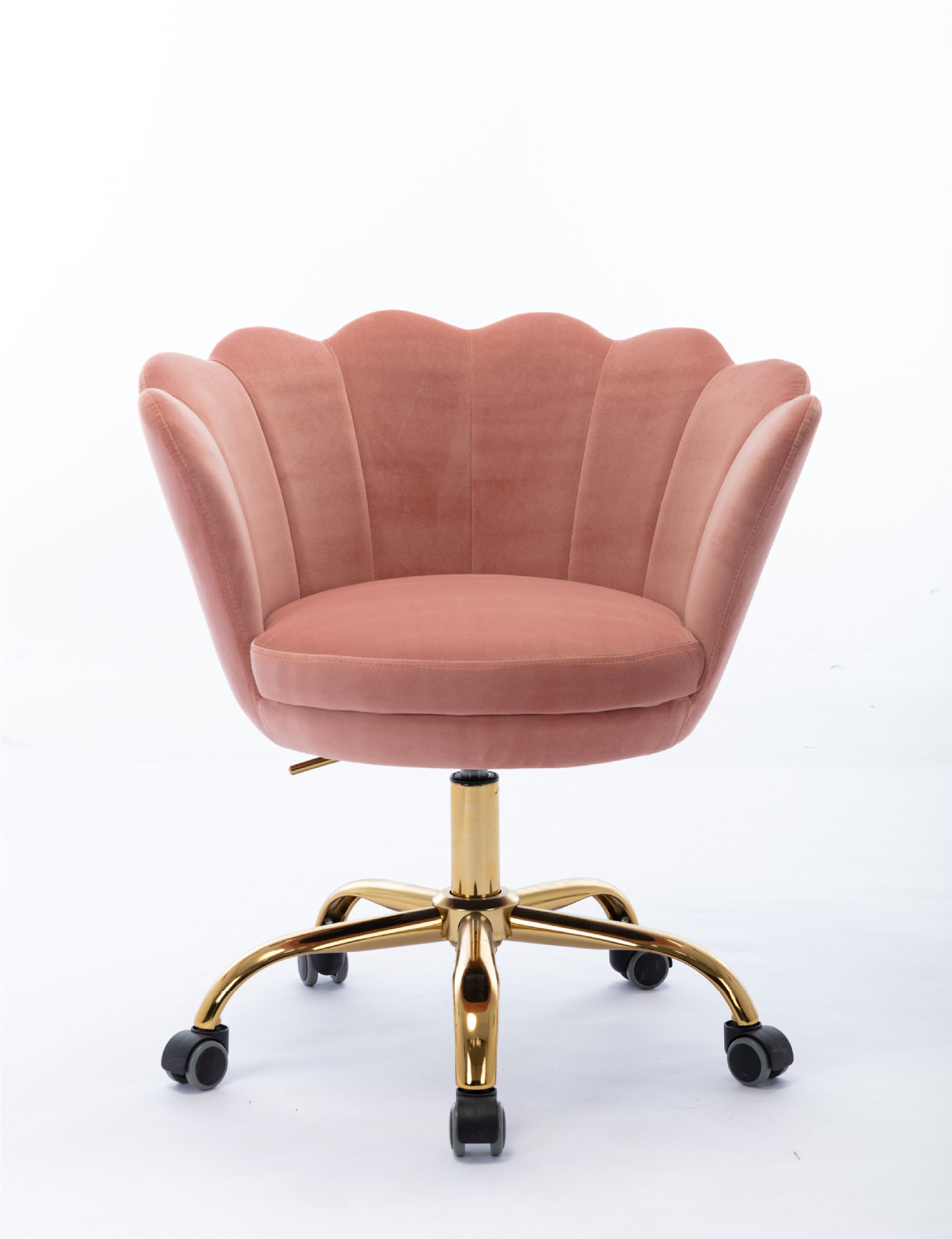 Silla Terciopelo Pink Accent Makeup Chair Relax Armchairs Single Leisure Swivel Arm Sofa Desk Chair With Golden Base