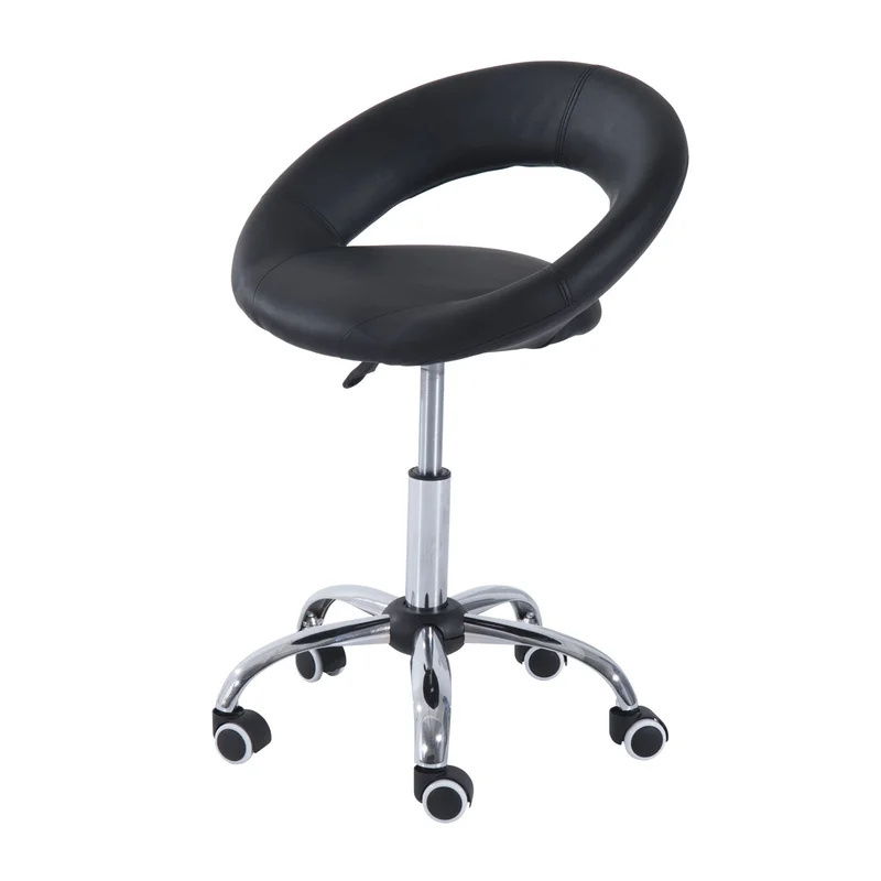 Faux Leather Height Adjustable Swivel Hydraulic Rolling Stool Office Stools