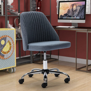 modern Home Office Chair Mid-back Armless Twill Fabric velvet Adjustable Swivel Task Chair for Small Space