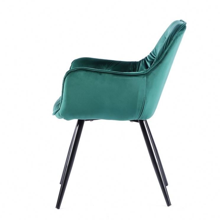 Factory Supply Luxury Tufted Back Armchair Modern Green Velvet Dining Chairs With Metal Legs