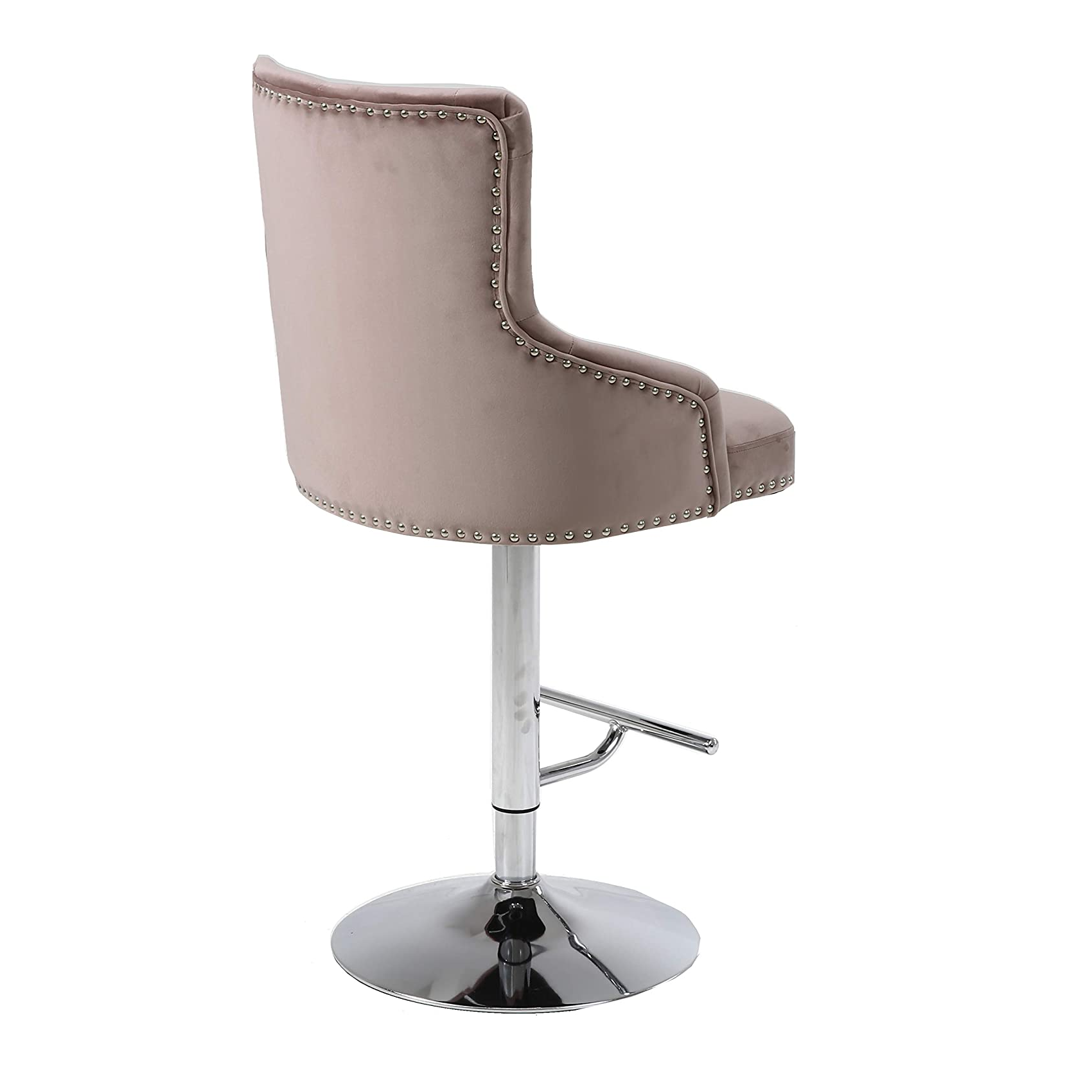 Modern Velvet Upholstered Swivel Adjustable Height Bar Counter Stool High Chairs