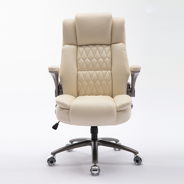 New Smart Computer Chair Beige Big Boss Leather Executive Ergonomic Massage Office Chair for Sale