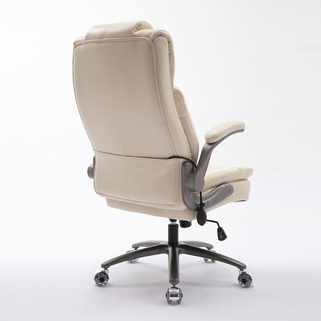 New Smart Computer Chair Beige Big Boss Leather Executive Ergonomic Massage Office Chair for Sale