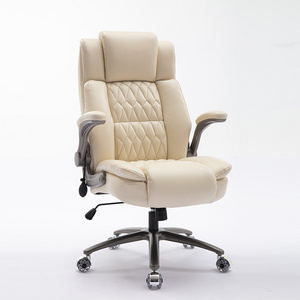 New Smart Computer Chair Beige Big Boss Leather Executive Ergonomic Massage Office Chair for Sale