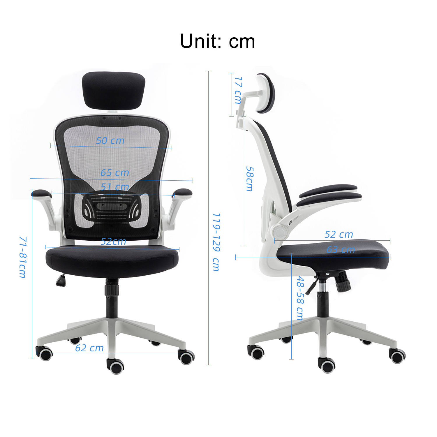 China Ergonomic white frame High back Executive mesh office chair adjustable height gaming chair with headrest and flip armrest