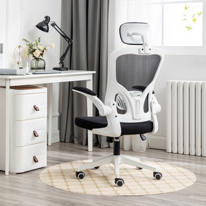 China Ergonomic white frame High back Executive mesh office chair adjustable height gaming chair with headrest and flip armrest