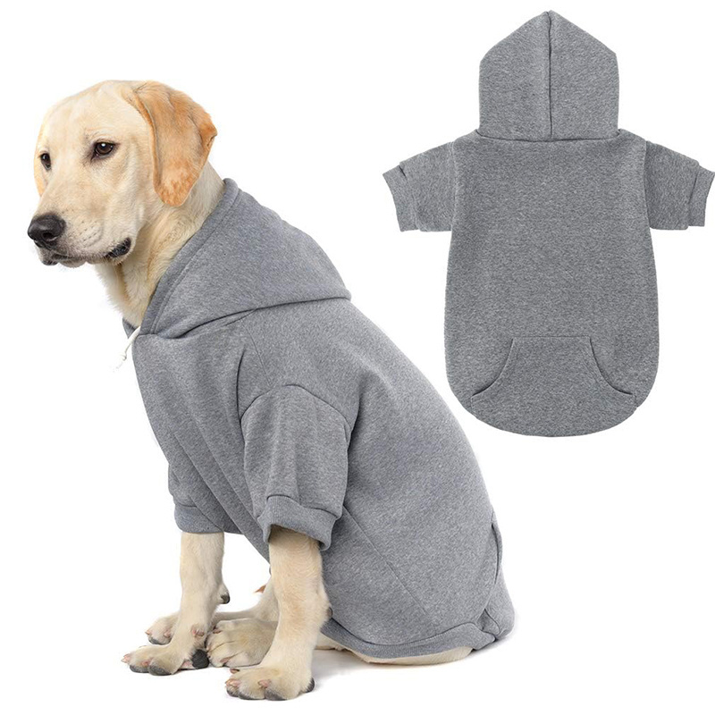 Basic Dog Hoodie - Soft and Warm Dog Hoodie Sweater with Leash Hole and Pocket Dog Winter Coat Cold Weather Clothes