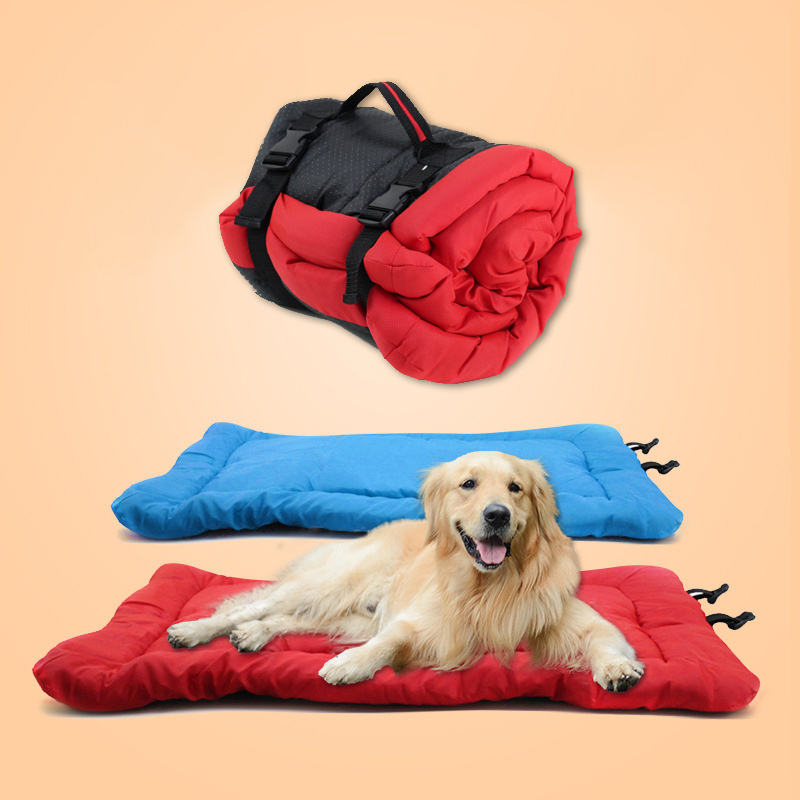 Travel Dog Bed Rollup Crate Mat Kennel Pad  Pet Camping Gear with Carry Handles for Dog or Cat Super Soft  Machine Washable