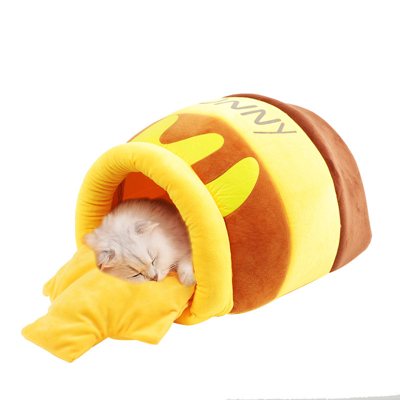 Warm Honey Pot Cat Nest Pet Mat Bed For Cushion Indoor Cute Kawaii Cat House Dog Supplies Cat Accessories