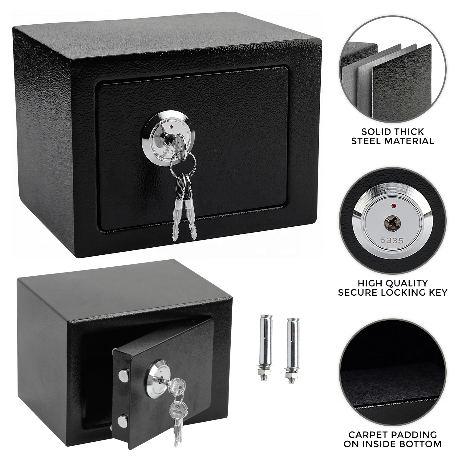 AJF Steel Key Safe Box with Electronic Digital Lock Hotel or Home Money Cash Safe Box