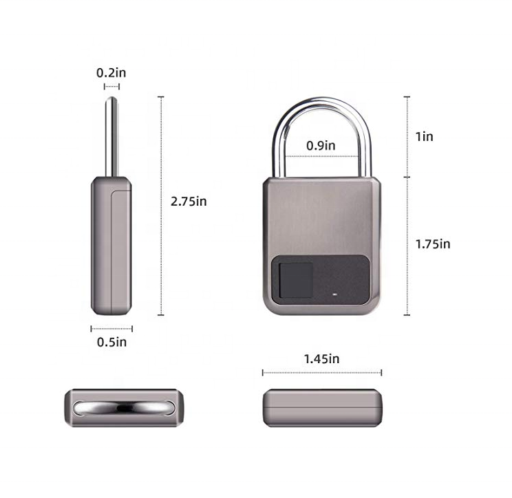 AJF Fingerprint Padlock,Smart Anti-Theft USB Charge Waterproof Padlock for Door,Safe,Bike,Gym Locker,Luggage Suitcase