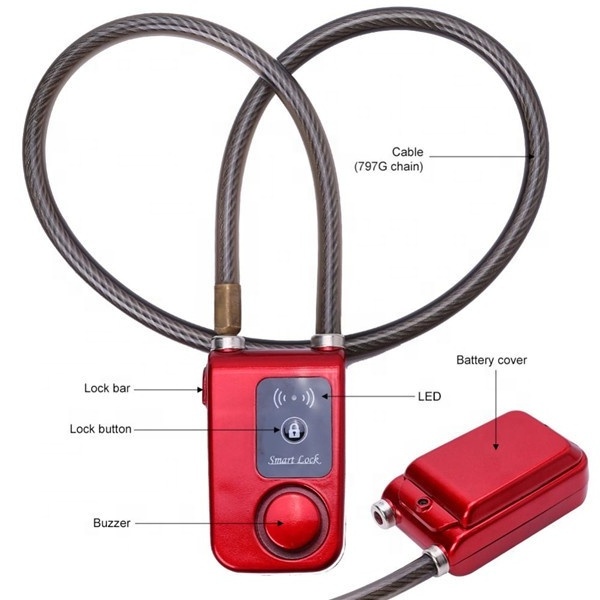 AJF Smart Bicycle Alarm Bluetooth Lock APP Control Anti Theft Alarm Chain Bike Lock