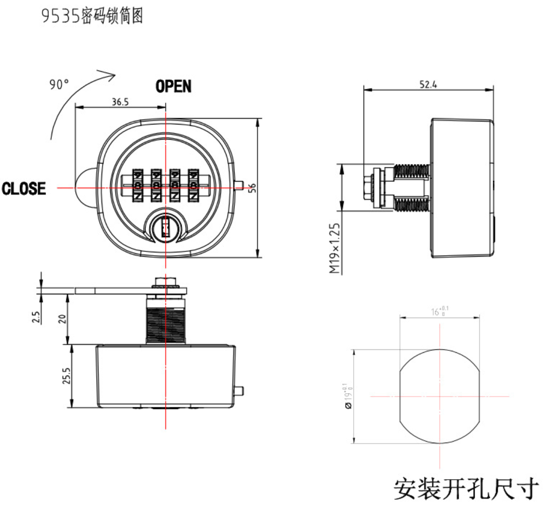 AJF new mechanical keyless entry combination door locks with master key combination locker locks