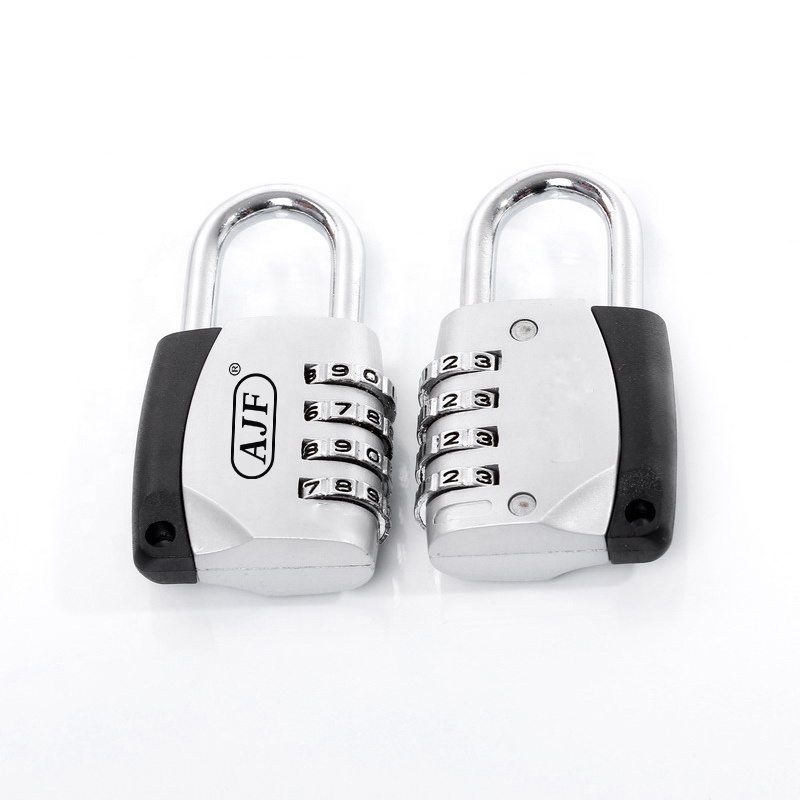 AJF large good quality heavy duty security suitcase lock zinc 3 or 4 wheel digit coded password combination lock padlock for gym