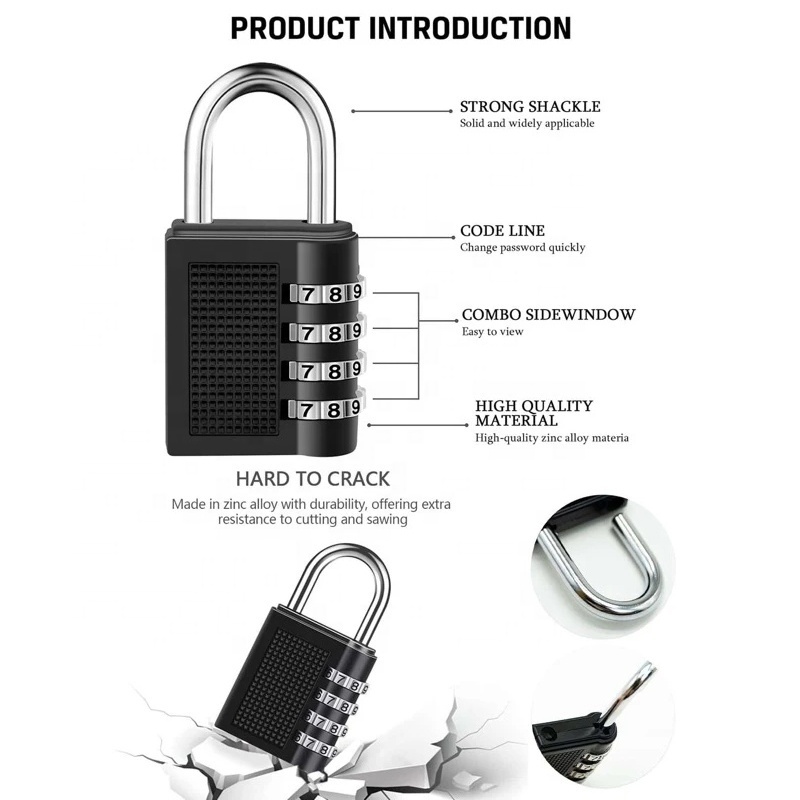 Metal Password 4 Digits Combination Password Code Number Lock Padlock Safety Travel Accessory Luggage Locks