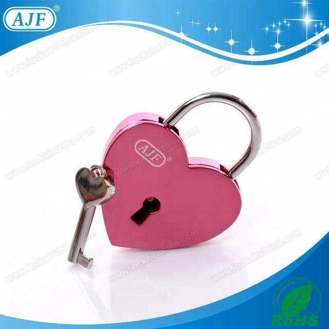 AJF popular pink color love lock heart shaped padlock heart locks