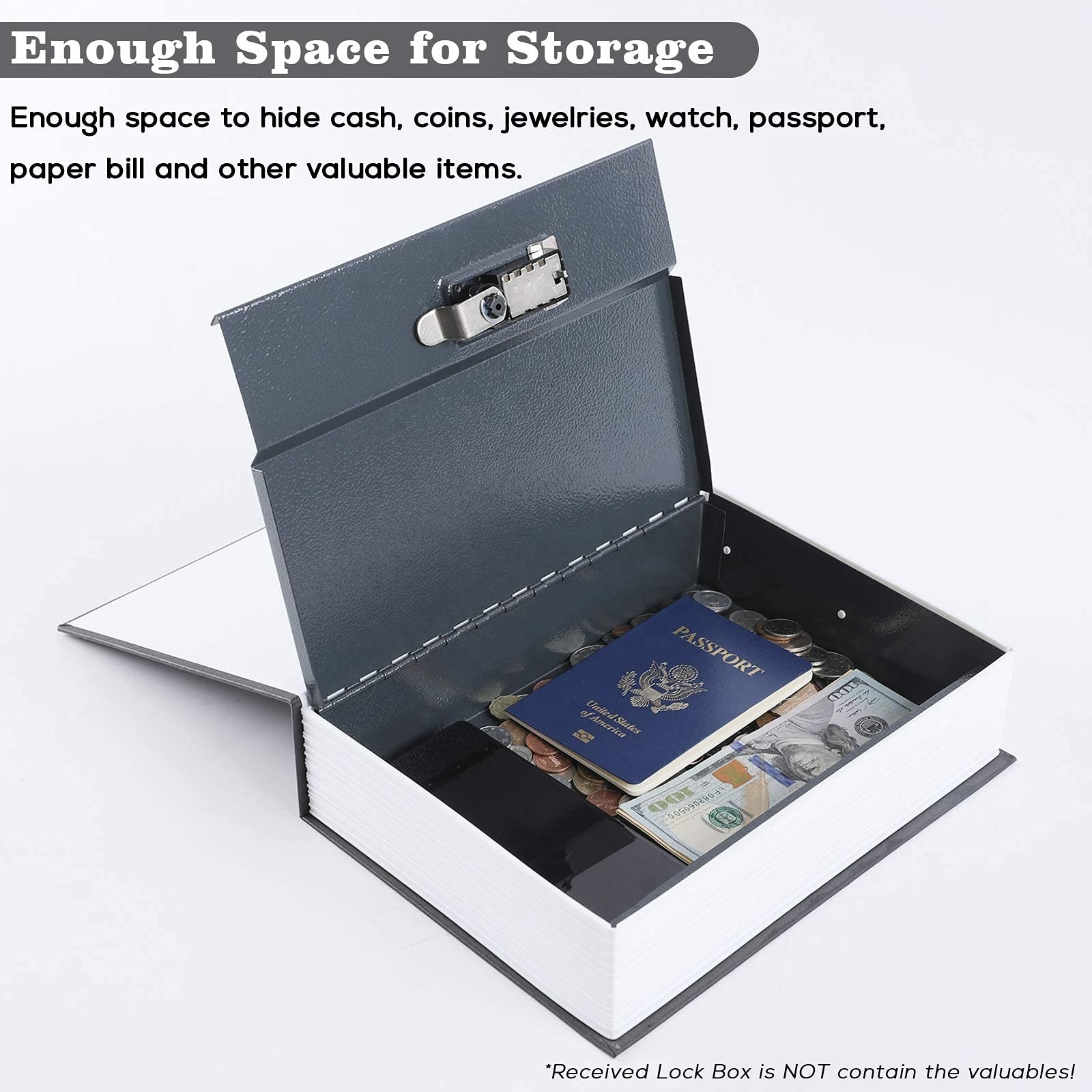 AJF XL Largest Diversion Hidden Combination Lock Steel Money Metal Safe Lock Box Book Safe Box