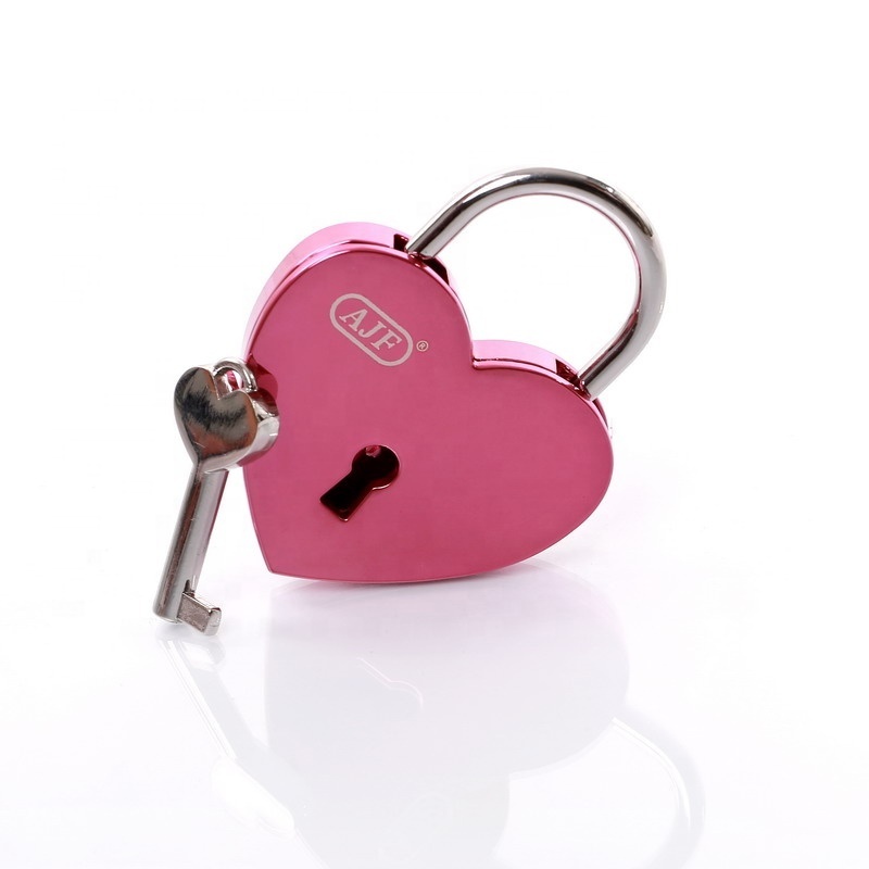 AJF popular pink color love lock heart shaped padlock heart locks