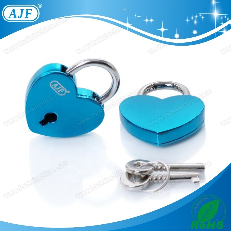 AJF Mini Lock Heart Shaped Padlock and Key Suitable for Valentine's Day and Wedding Gifts