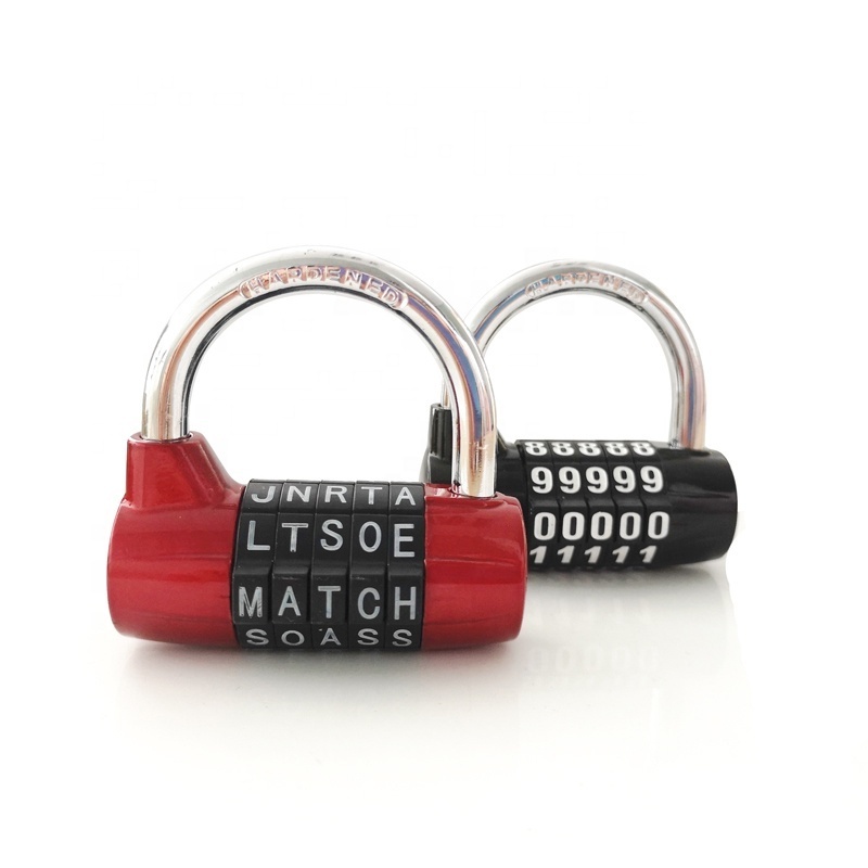 AJF High quality and security U shape 4 digits 5 number 5 letters fitness gym combination padlock