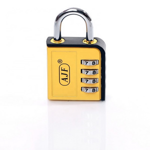 AJF Heavy Duty Security Suitcase Lock with 3-4 Wheels Digit Coded Password Combination Good Quality Zinc Alloy Padlock for Gym