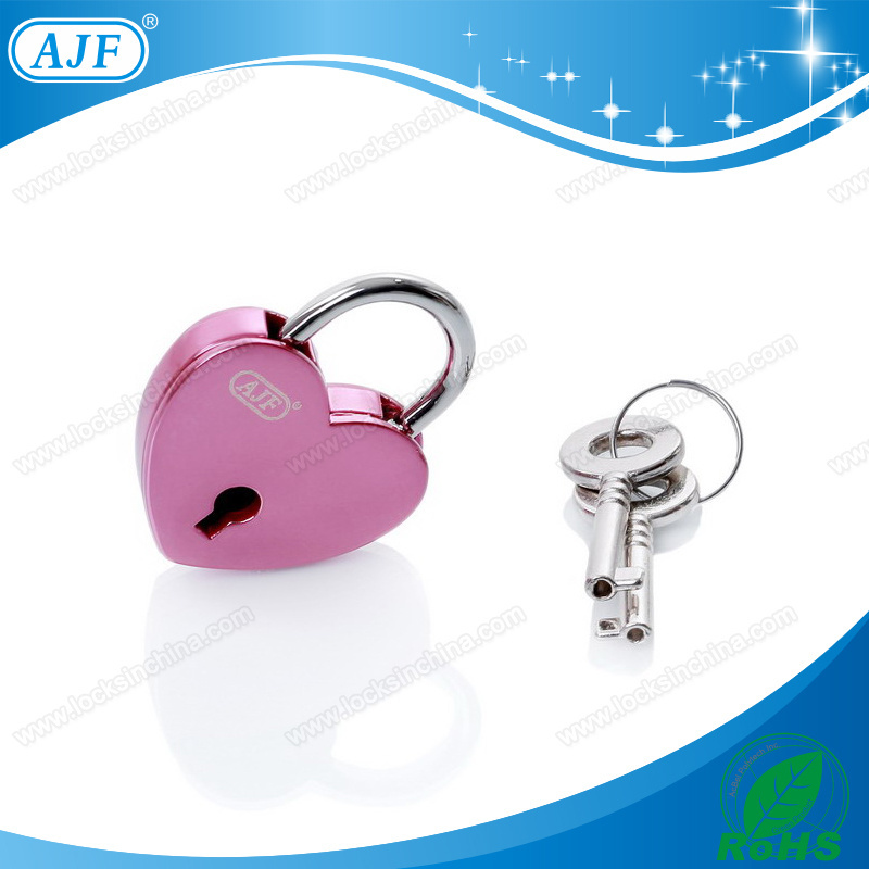 AJF TUV Test Passed The Newest Popular Small Colorful Wish Love Heart Lock Zinc Alloy 2 Real Keys 39x30x7.3 A01-001-colorful 23g