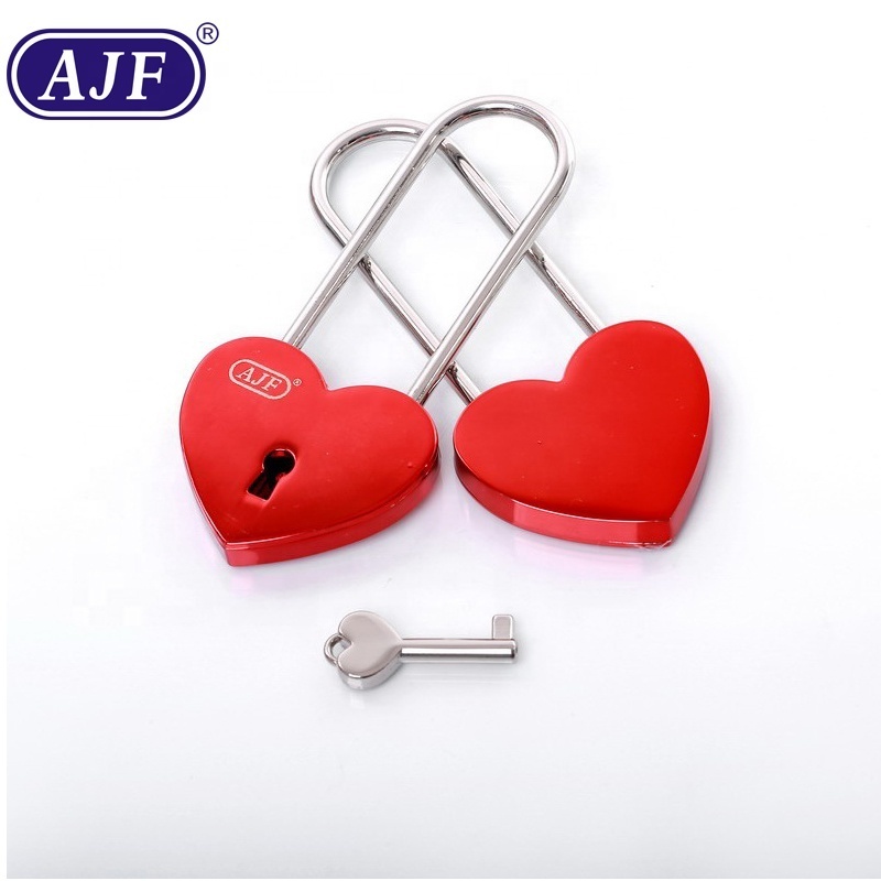 AJF Long Bow Red Heart shaped Love Padlock - Top quality (Lovelock, Gift, Liebesschloss, love lock, wishlock, cadenas d'amour