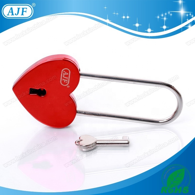 AJF Long Bow Red Heart shaped Love Padlock - Top quality (Lovelock, Gift, Liebesschloss, love lock, wishlock, cadenas d'amour