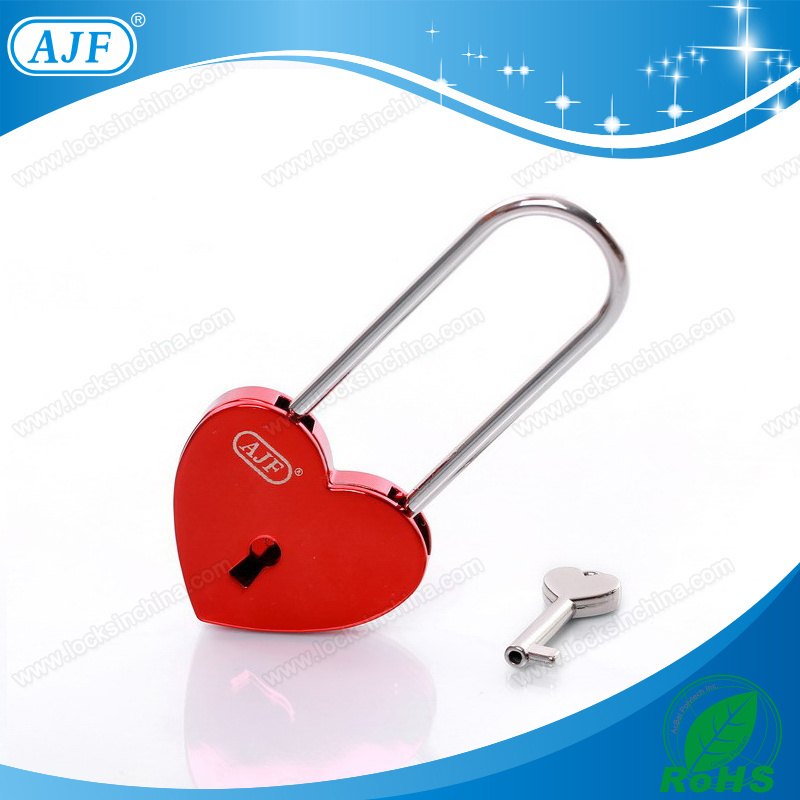 AJF Long Bow Red Heart shaped Love Padlock - Top quality (Lovelock, Gift, Liebesschloss, love lock, wishlock, cadenas d'amour