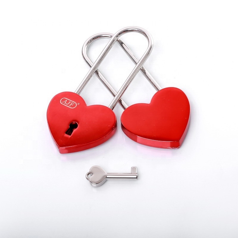 AJF Long Bow Red Heart shaped Love Padlock - Top quality (Lovelock, Gift, Liebesschloss, love lock, wishlock, cadenas d'amour