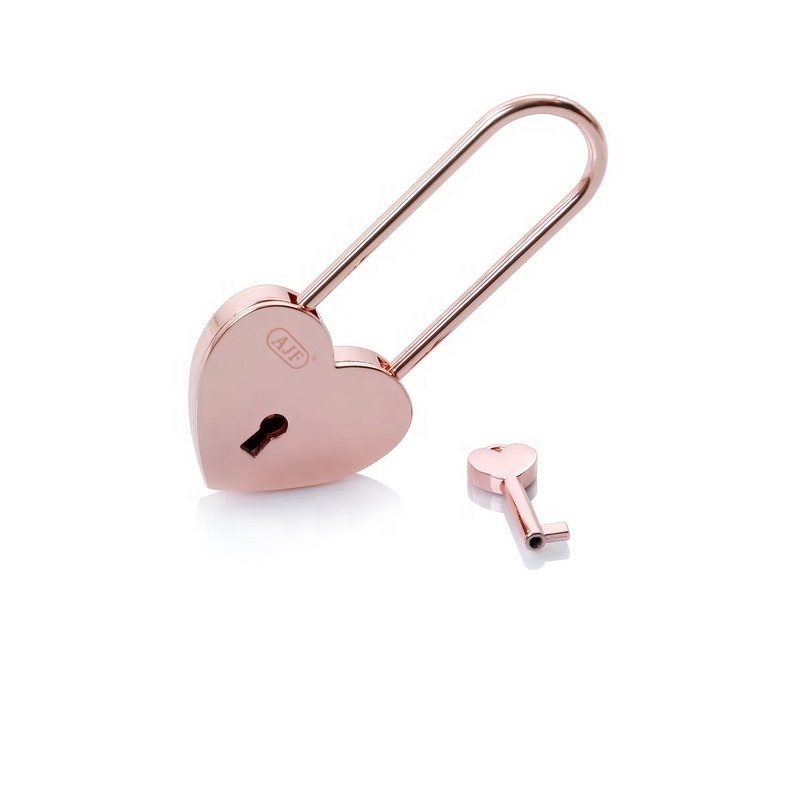 AJF Newest colorful long shackle metal  heart lock with engraving names  Gift Liebesschloss  love lock