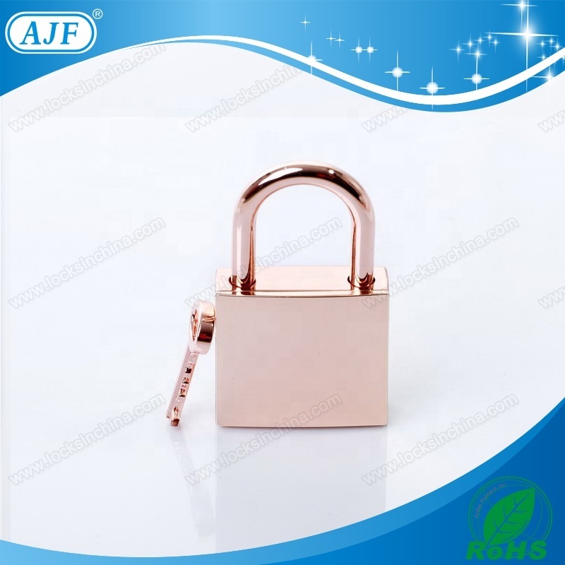 Rose Gold Free Ship AJF High Quality 40mm Bridge Love Lock Square Shape Lock 38x13x65mm Zinc Alloy ROHS,EN71-3 Key Padlock