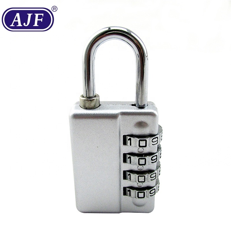 AJF 4 digit password key double open decoding combination lock luggage bag toolbox locker closet management small padlock