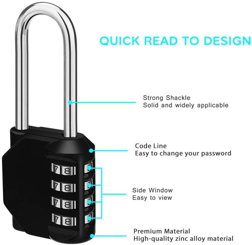 AJF combination padlock 4 digit combo lock Resettable Combo Lock for School, Gym & Employee Locker, Outdoor