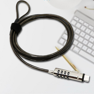 Newest USB Type 4 Digits Metal Password Combination Cable Lock Secure Number Padlock for Laptop Users