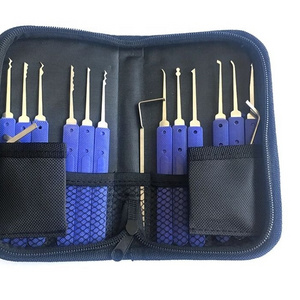 AJF Blue Unlocking Lock Pick Set Tools for Locksmith 12 Lock Picks + 5 Tension Tools Stainless CN;ZHE