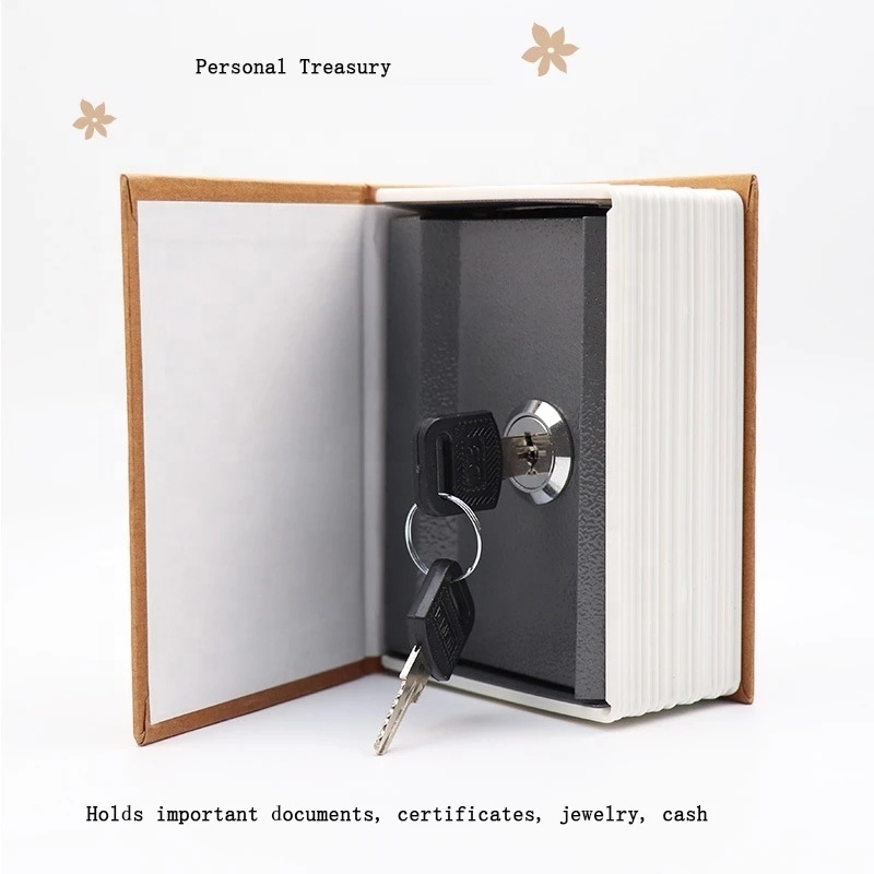 AJF small customized portable metal paper plate money dictionary gun book safe hidden storage diversion home secret box with key